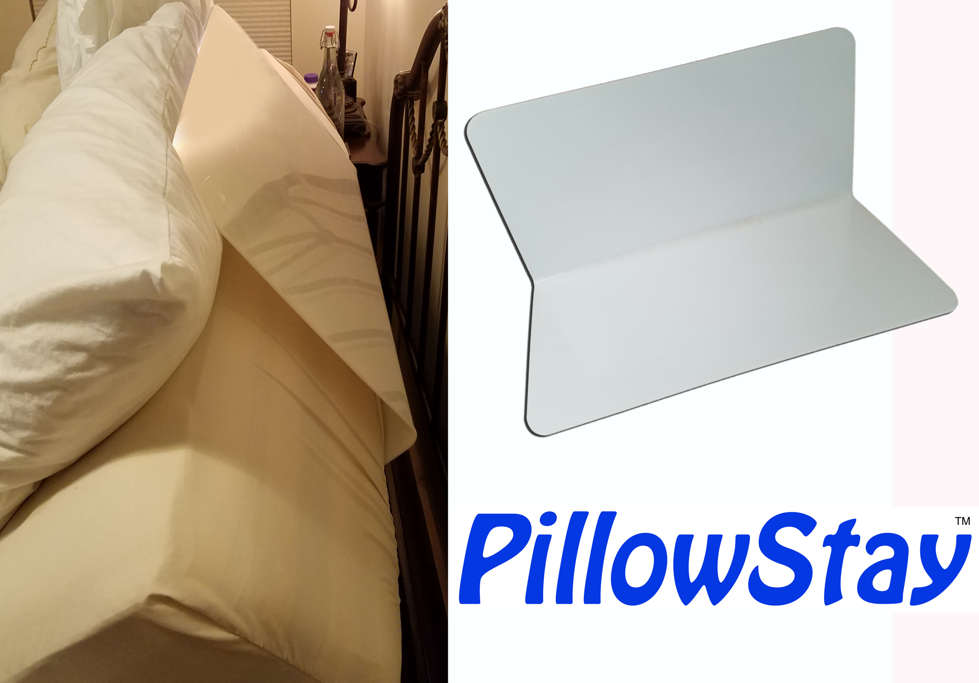 PillowStay Adjustable Bed Pillow Keeper - Instant Headboard